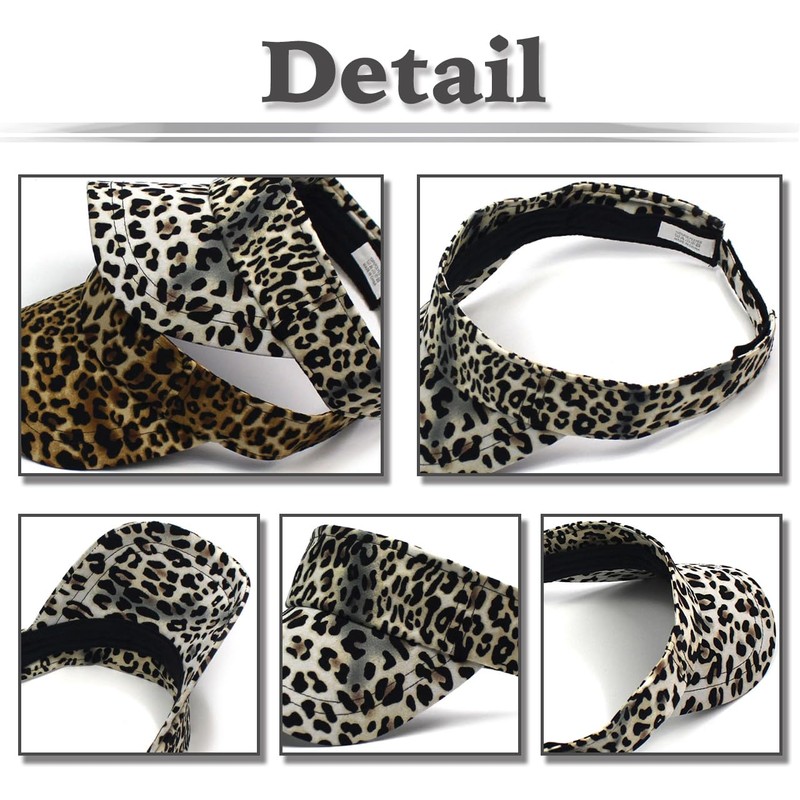 White Fang CZ296 Visor, Leopard Pattern, Sun Visor, Golf, Running,