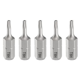 HARFINGTON 5pcs T8H Torx Screwdriver Bit 1/4" Hex Shank 25mm/1" Length Magnetic Star 6 Point Head Hex Bits S2 Steel Screw Driver Bit with Hole