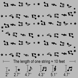 Black Shimmering Musical Note Star Hanging Garland Black Music Theme Party Hanging Backdrop Ceiling Decor for Birthday Baby Shower Party Concert Wedding Nursery Decorations 30 Feet