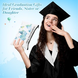 Chunful 10 Pieces Inspirational Canvas Makeup Bags for Women Graduation Gift Rainbow Canvas Makeup Bags Bulk Cosmetic Bag with Zipper Friendship Gift Travel Toiletry Bag Pouch(World)