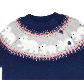 Miccina Suéter de punto de Navidad para bebés y niñas, suéter de algodón cálido para invierno, ropa, Azul marino, 5-6 Años