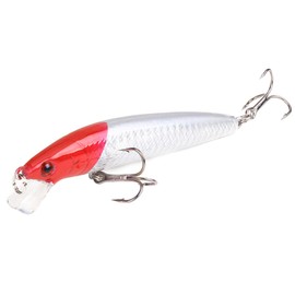 MARJELLY Floating Fishing Lure Casting Bait Sinking Bass Lures Trolling Minnow with Strong Hooks Topwater Crankbaits Artificial Jerkbait for Walleye Trout Freshwater Saltwater, Red Head Silver