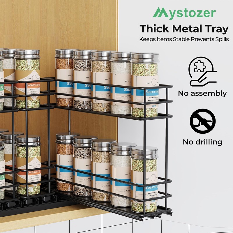 Mystozer Pull Out Spice Rack Organizer for Cabinet, Slide Out