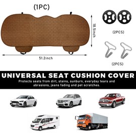 Sylvil Car Back Seat Cover, Anti-Slip Automotive Long Rear Seat Protectors with Storage Pocket, Breathable Comfortable Back Seat Cushion Pad Mat, Universal Car Accessories (Back Brown)