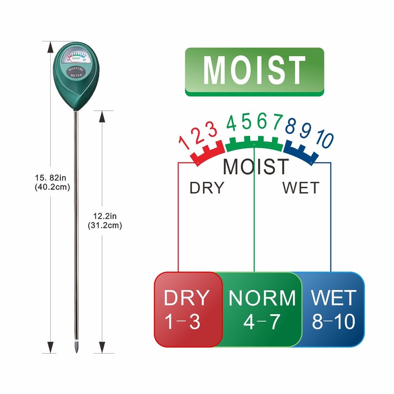 XLUX Long Probe Deep Use Soil Moisture Meter Sensor, Water