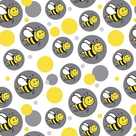 GRAPHICS & MORE Premium Gift Wrap Wrapping Paper Roll Pattern - Happy Bumble Bee Buzz Insect Honey - Grey