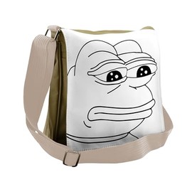 Ambesonne Humor Messenger Bag, Crying Frog Meme Cartoon, Unisex Cross-body