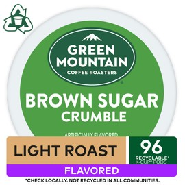 Green Mountain Coffee Brown Sugar Crumble Keurig Single-Serve K Cup Pods, Medium Roast Flavored Coffee, 96Count, Brown Sugar Crumble, 96Count