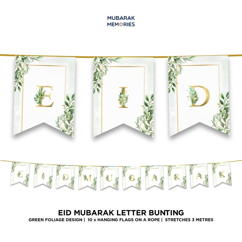 Happy Eid Mubarak Bunting Party Flags - Eid Decorations -