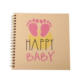 Happy Baby Girl Photo Album DIY Scrapbook Personal Memory Holiday Family Book Pink Footprint Memory 20 Pages