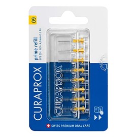 Curaprox Cepillos interdentales CPS 09 Prime, Recambio, 8 Piezas, Amarillo, Eficacia de 4 mm, Paquete de Recambio, Sin Soporte
