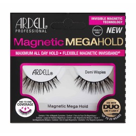 ARDELL Magnetic Megahold Eyelashes (Demi Wispies) - Magnetic Eyelashes with Continuous Magnetic Eyelash Band for Ultra Hold | No Eyelash Glue Required - Vegan & Reusable