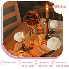 Peony Flower Shape Candles 1 Pack Soy Wax Decorative Candle for Bedroom Home Scented Candle Gift to Friends Family (White)