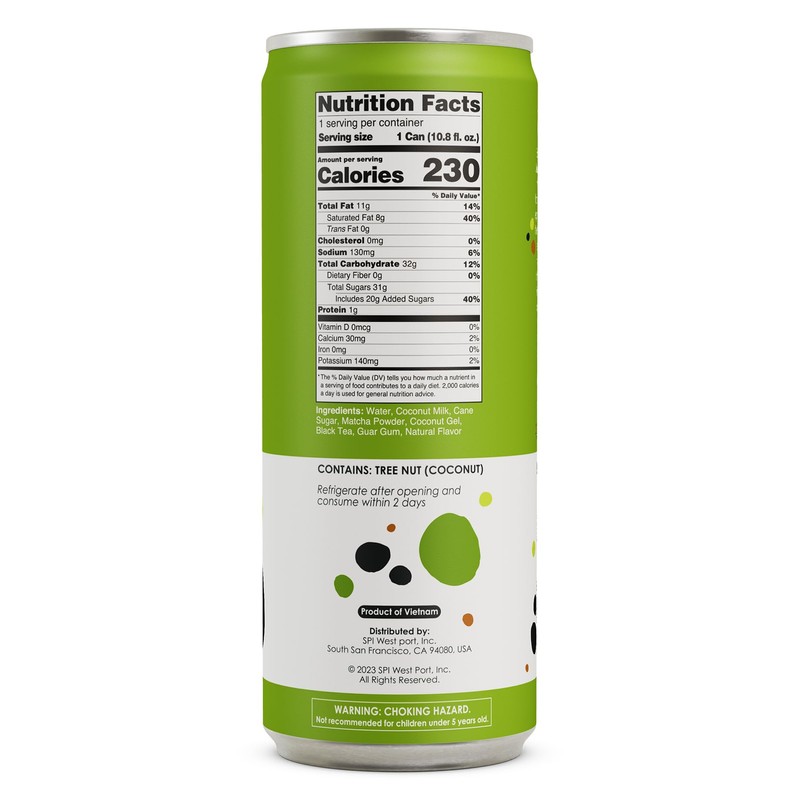 Jenji Pure Boba Tea, Matcha Latte Flavor | 10.8 fl