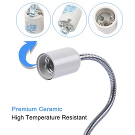 superdream US Plug Flexible Aluminium Wire Neck with On/Off Switch for E26/E27 Socket Desk Lamp Clip Holder