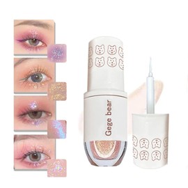 Star Liquid Glitter Eyeshadow, Shimmer Gold, Solid Color, Eye Shadow Stick, Tear Bag. 6 Colors Star Sand Liquid Eye Shadow Long Lasting Waterproof High Color Eyeshadow 4g-02# Peach Color