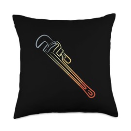 Vintage Pipe Wrench Sketch Pipefitter Tradesman Throw Pillow