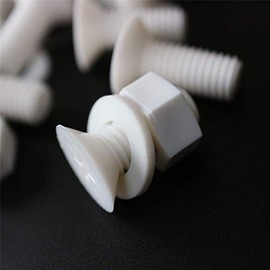 20 x White Countersunk Screws Polypropylene (PP) Plastic Nuts and Bolts, Washers, M8 x 20mm, Acrylic, Water Resistant, Anti-Corrosion, Chemical Resistant, 5/16" x 25/32