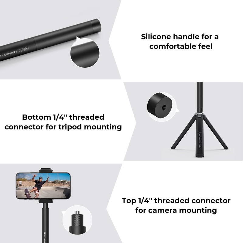 K&F Concept MS07 153 cm Selfie Stick, Invisible Selfie Stick,