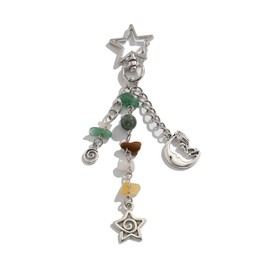 Y2K Boho Keychain Sun Moon Star Aesthetic Design Beaded Bag Charms Purse Charms Summer Beach Accessories for Women