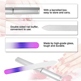 6 Pack Glass Nail File with Case, Crystal Fingernail Files Set, Double Sided Finger Nail Files, Professional Manicure Nail Care for Women