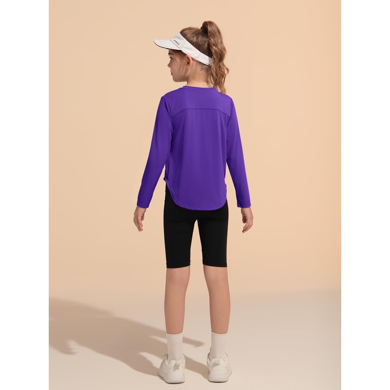 Haloumoning Girls Athletic Shirts Kids Long Sleeve Active Sports T