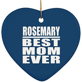 Designsify Christmas Tree Decoration, Rosemary Best Mom Ever, Heart Ornament Blue, Gifts for Birthday Anniversary Valentines Mom Mothers Fathers Day Party, to Men Women Him Her Friend Mom Dad Wife