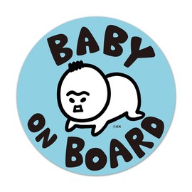 BABY ON BOARD Dog Nursing Cartoon Car Magnet Sticker Baby Crawling Round 5.9 inches (15 cm)
