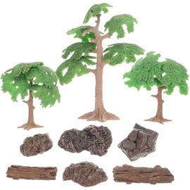 1 Set Sand Table Jungle Miniature Statue Stone Mini Tree Trunk Miniature Stone Decoration Mini Stone Terrariums Desk Artificial Tree Resin