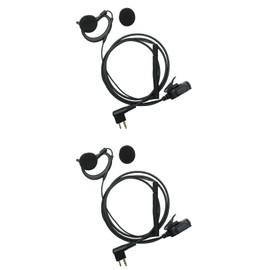 Klykon CP200D G-Shape Headset with PTT Mic for Two Way Radio Walkie Talkies 2-Pin Earpiece Compatible with Motorola CLS1110 CLS1410 CP185 BPR40 Mag One DTR650 RMU2040 RDU4100 2pack