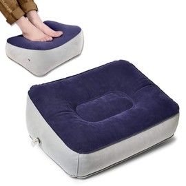 Coollooda Foot Rest, Foot Pillow, Footrest, Easy Inflation, Portable, Convenient to Carry, Relieves Foot Fatigue, Promotes Circulation, For Home, Office, Airplanes, Travel (Blue Gray)