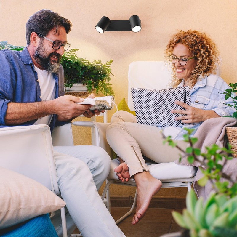 ledscom.de WAIKA Wall Spotlight with Switch, Matt Black, Includes GU10