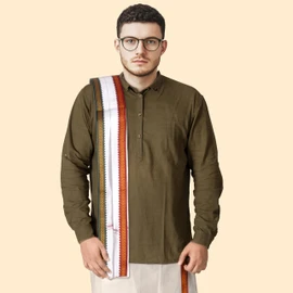 Angavastram Cotton Traditional Pooja Angvastram Shaluva Kanduva Kasavu for Religious Occasion Wedding Puja Rituals & Gifting (White Color with Red & Green Border)