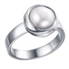 PAURO Women's Stainless Steel Pearl Promise Engagement and Wedding Ring