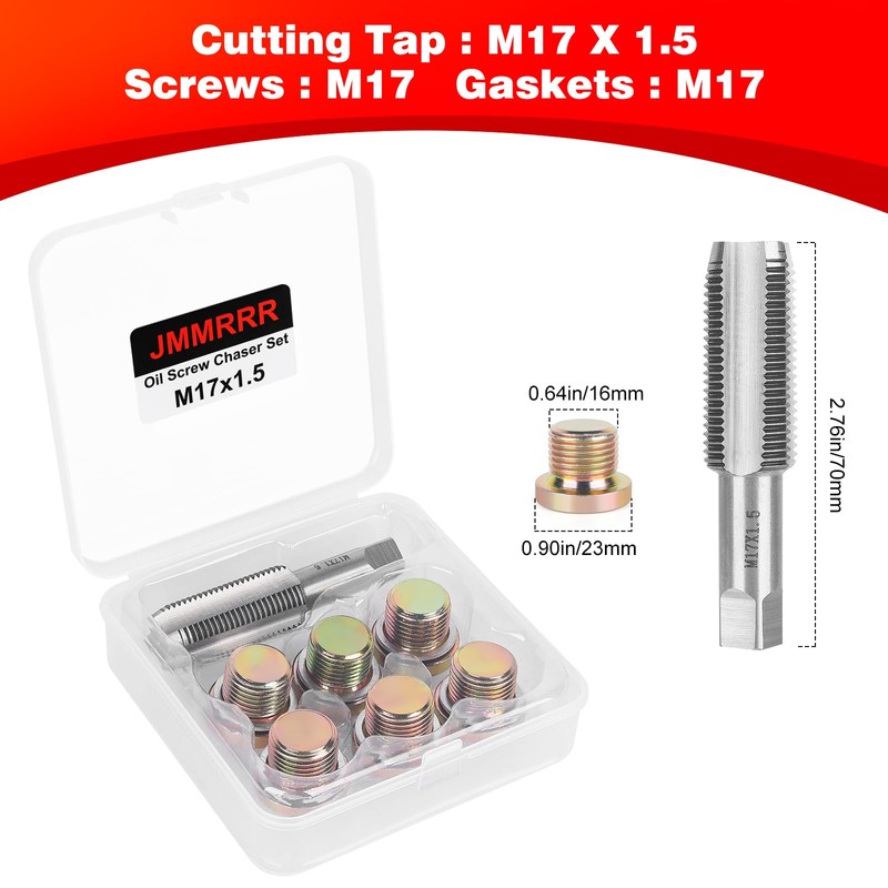 JMMRRR Oil Drain Plug Tap Thread Repair Kit M17 x
