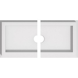 10"W x 5"H x 1"ID x 3 1/2"C x 1"P Rectangle Architectural Grade PVC Contemporary Ceiling Medallion, Two Piece