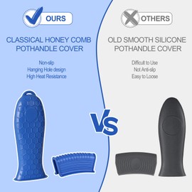 Joyhalo Cast Iron Skillet Handle Cover, 6 Pack Heat Resistant Pot Handle Covers, Silicone Sleeve for Cast Iron Pan, Blue