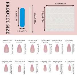 NICENEEDED 24 PCS French Tips Press on Nails, Short Almond Light Neutral Pink False Nails, Reusable Glossy Artificial Nails for Women Manicure DIY
