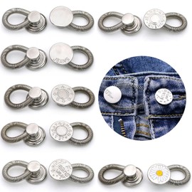 Pants and Collar Extender Set, Elastic Waistband Button Extenders for Men and Women, Jeans and Dress Shirts (7)