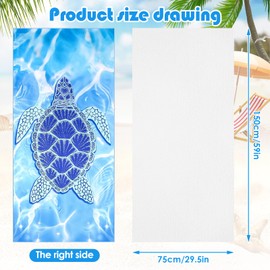Wvu & Wvo Beach Towels, Microfibre Beach Towels, Microfibre Bath Towel, Turtle, Quick-Drying, Thin Beach Towels, Large, Lightweight Bath Towel, Set of 1