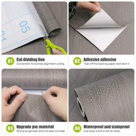 Yun-aeon Faux Wood Peel and Stick Wallpaper Light Gray - 15.7"×240"（26.26sq ft） Thicken Self-Adhesive Geometric Waterproof Vinyl Removable Wall Paper for Wall Decor Bedroom