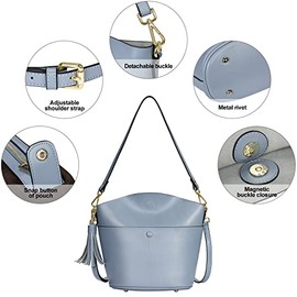 S-ZONE - Bolso bandolera de piel auténtica con abertura de vaca pequeña para mujer, Azul/claro, One_Size, Utilidad