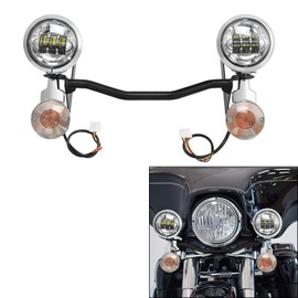 TCMT Motorcycle Chrome Passing Turn Signal Lamp Driving Fog Spot Light Bar Fit For Harley Touring Road Glide Street Glide Road King Electra Glide Ultra Classic 1994-2013