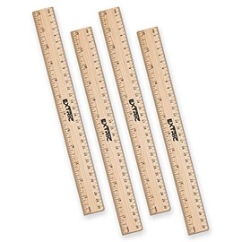 Rulers 4 Pack - Rulers 12 Inch, Rulers for Kids Great for School, Classroom - Wooden Ruler for Home and Office