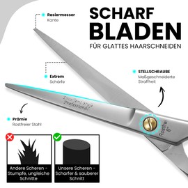Excellent 6.0 Inch Extra Sharp Premium Hairdressing Scissors - Hair Cutting Scissors for Men and Women - for Fine and Strong Hair - Micro-Toothed - Stainless Steel
