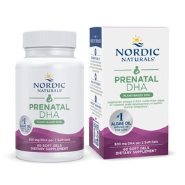 Nordic Naturals Vegan Prenatal DHA, Unflavored - 500 mg Plant-Based DHA - 60 Soft Gels - Supports Brain Development in Babies  Healthy Pregnancy -... 