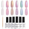 RARJSM Pearl Gel Nail Polish, Glitter Pearlescent Shell Polish Set