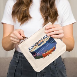 Rangeley Lakes, Maine, Canoe and Lake, 100% Cotton Zipper Pouch, Travel Accessory, Go Bag