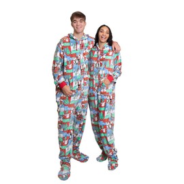 Hooded Plush Footed Pajamas Onesie with Drop Seat for Men & Women