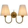Pathson 2-Lights Linen Fabric Wall Sconce Light, Hardwired Double Curved